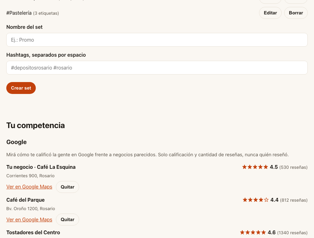 Tu ficha de Google al lado de las de tus competidores: estrellas y reseñas